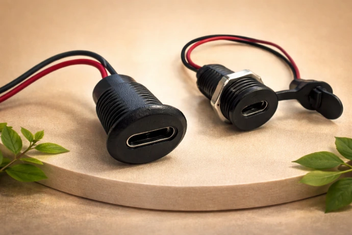 USB-C panel-mount charging connectors for wooden, metal and ceramic lamps