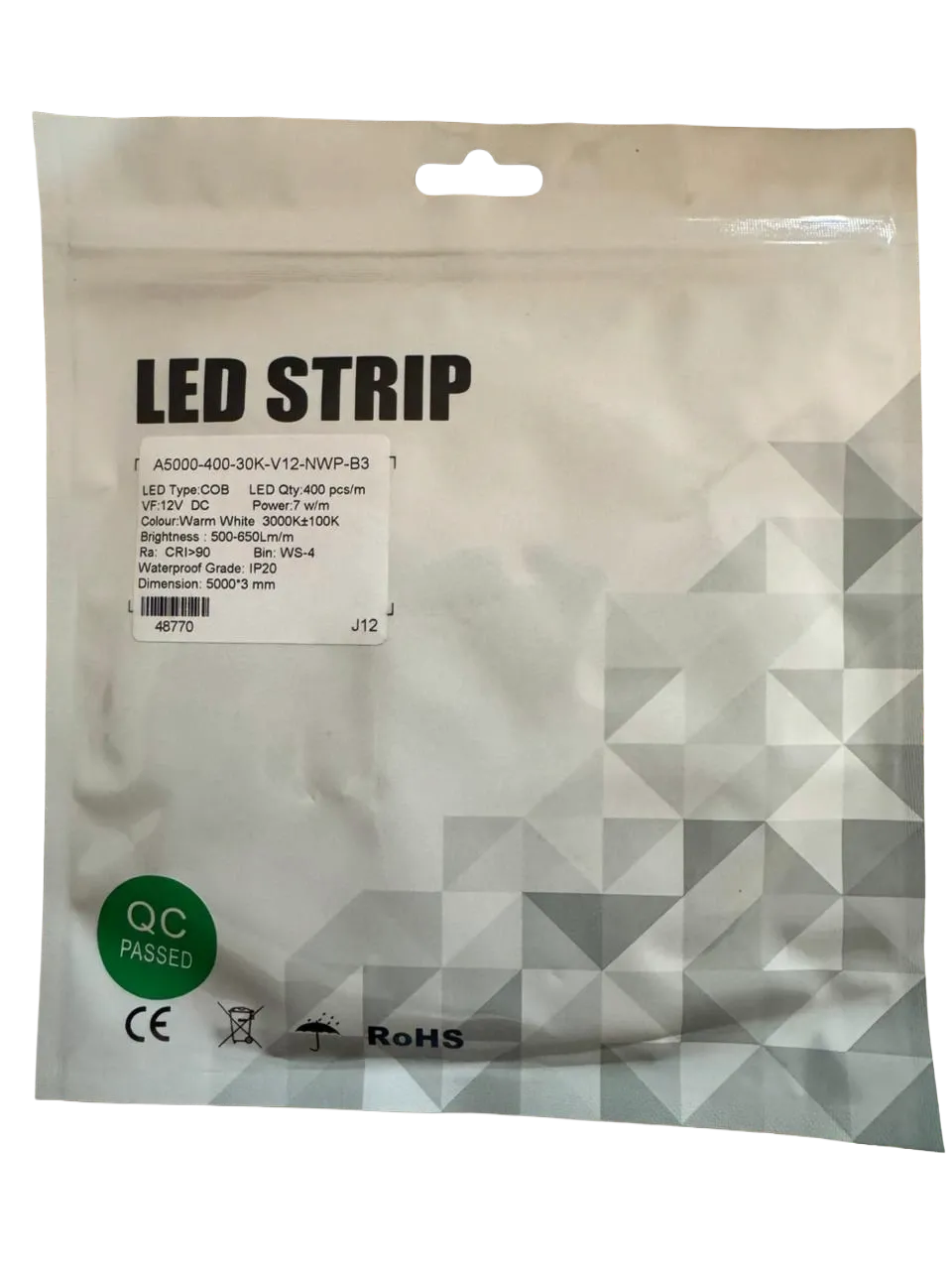 COB LED Strip 3mm 400 CHIP(12V,WW)