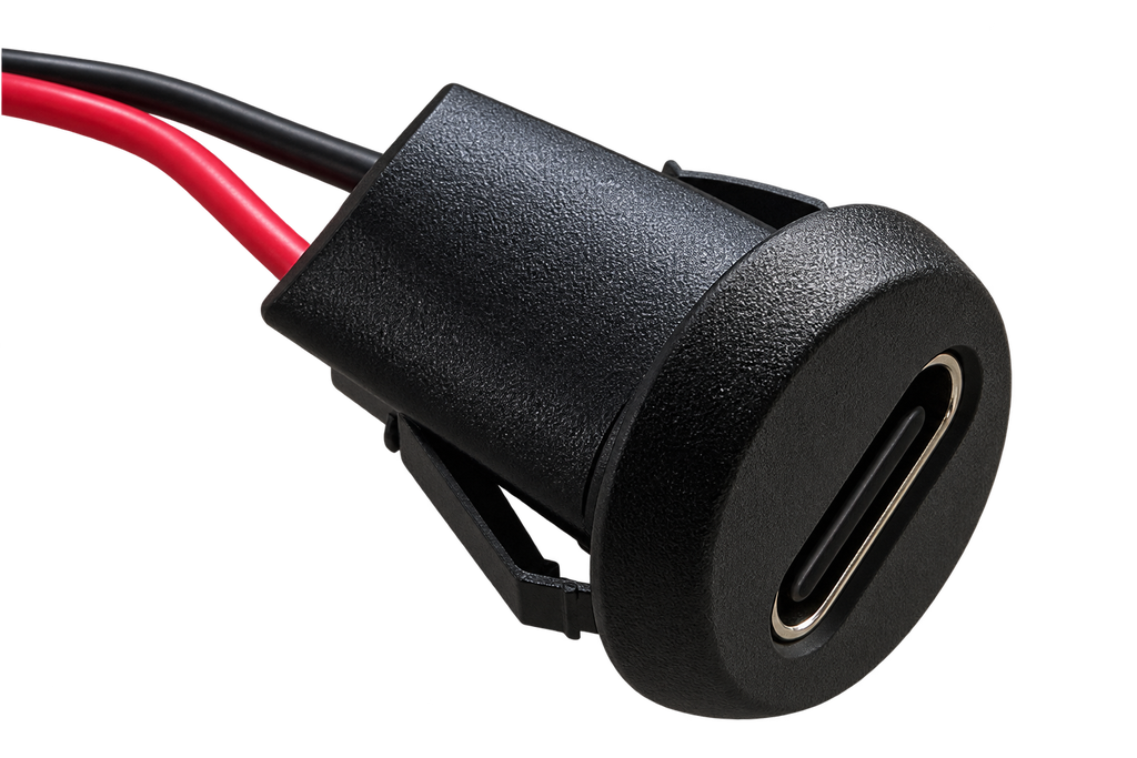 [SH-USB-PM-PS-B] USB Panel Mount Connector Black Without Indicator (Pill Shaped Snapfit)